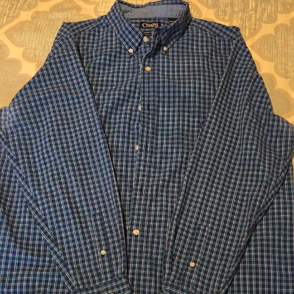 Chaps Navy and Light Blue Plaid Shirt - Picture 5 of 5